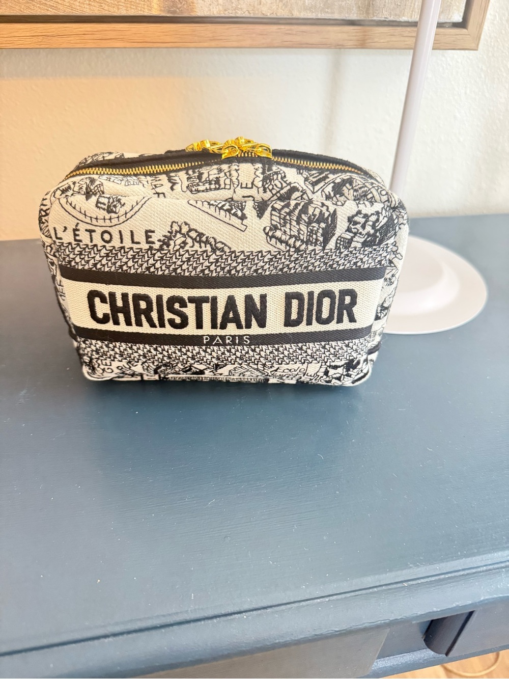 Christian Dior Toile Black and Cream Canvas Pouch